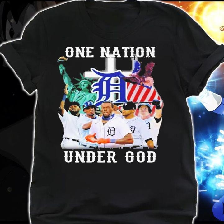 Detroit Tigers One Nation Under God Statue of Liberty USA Flag t-shirt shirt