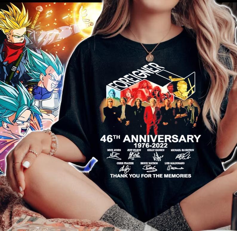 Foreigner Band 46th Anniversary 1976 2022 Signatures Thank You For The Memories t-shirt woman shirt
