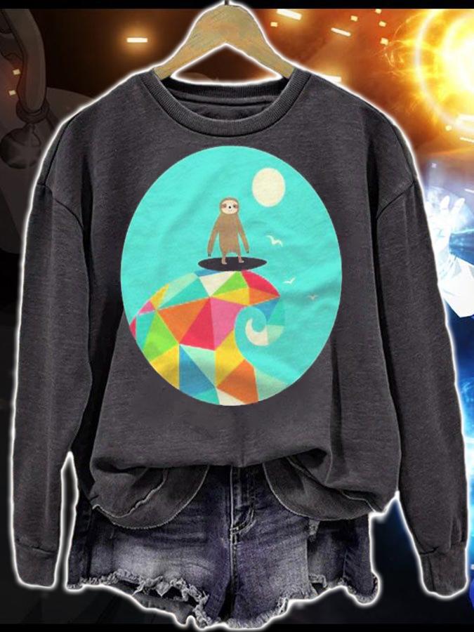 Surfing Sloth Beach Waves Shirt sweatshirt