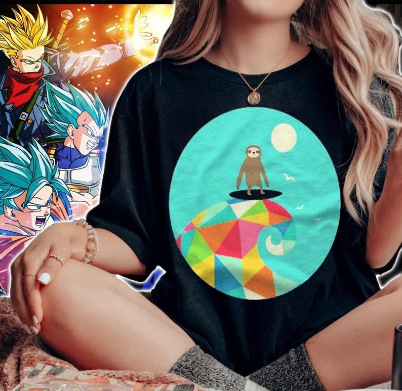 Surfing Sloth Beach Waves Shirt woman shirt