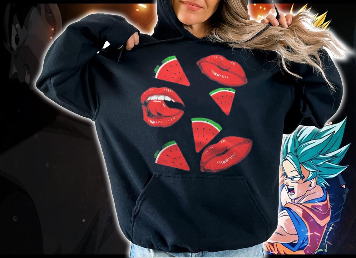 Womens Lips And Watermelon Cute Babe Mouth Sexy Fruit Lover Gift T-shirt hoodie