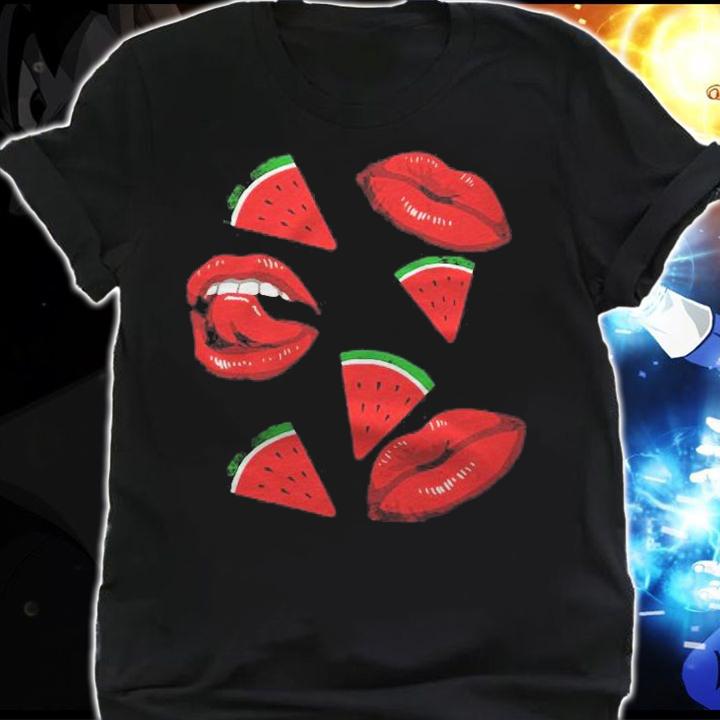 Womens Lips And Watermelon Cute Babe Mouth Sexy Fruit Lover Gift T-shirt shirt