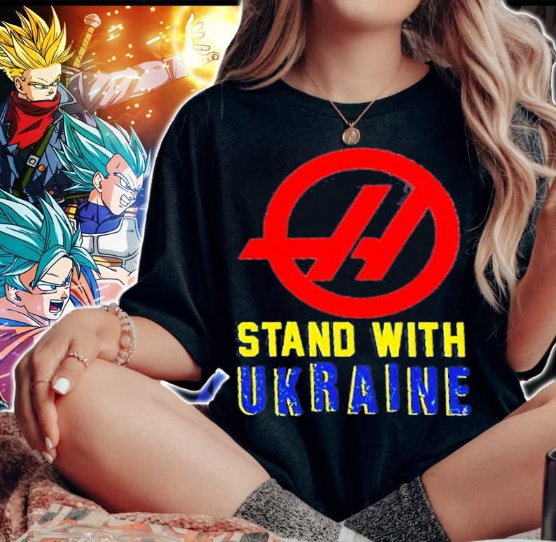 Haas F1 Drop Uralkali Haas Stand With Ukraine T-Shirt woman shirt