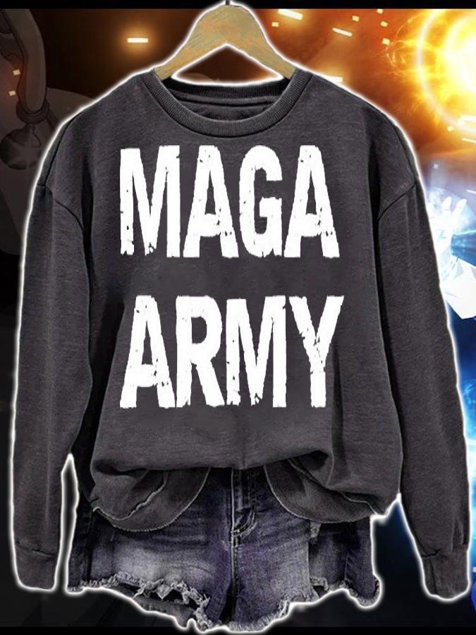 MAGA Army White Print T-Shirt sweatshirt