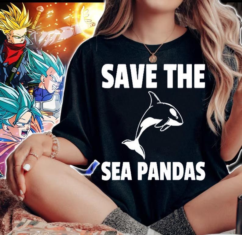 Save The Sea Pandas Orca Whale Killer Whale T-Shirt woman shirt