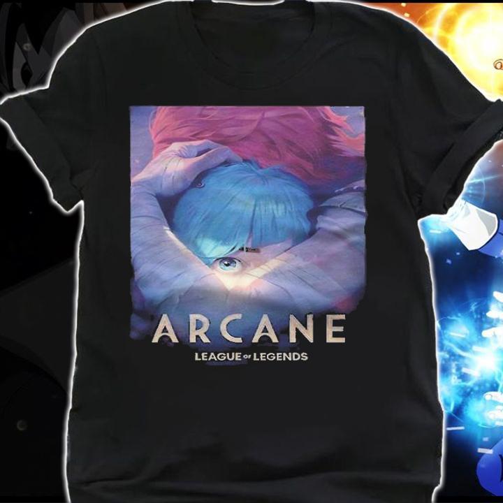 Vi hug Jinx Arcane League of Legends poster T-shirt shirt