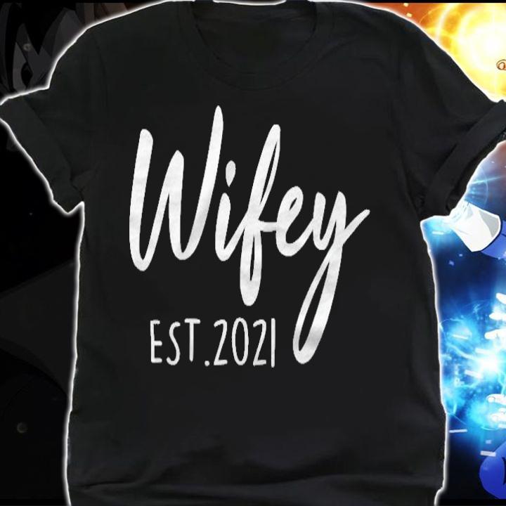 Womens Wifey Est 2021 New Wife Gift From Husband Couple Wedding T-shirt shirt