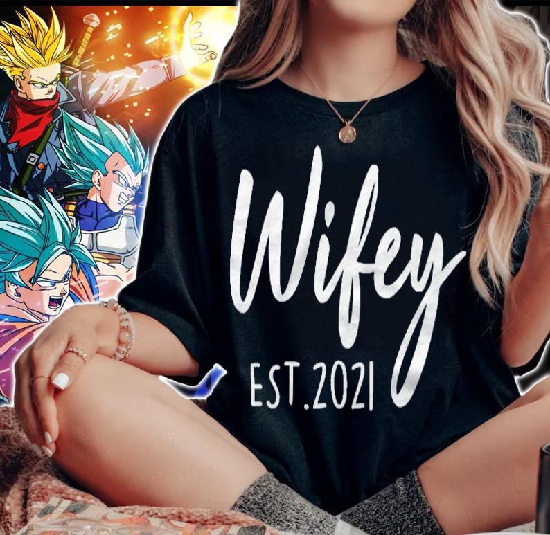 Womens Wifey Est 2021 New Wife Gift From Husband Couple Wedding T-shirt woman shirt