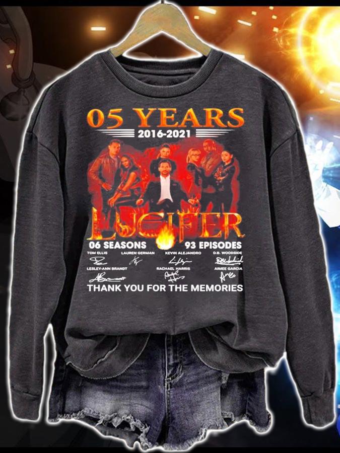 05 years 2016 2021 Lucifer 06 season 93 episodes signatures t-shirt sweatshirt