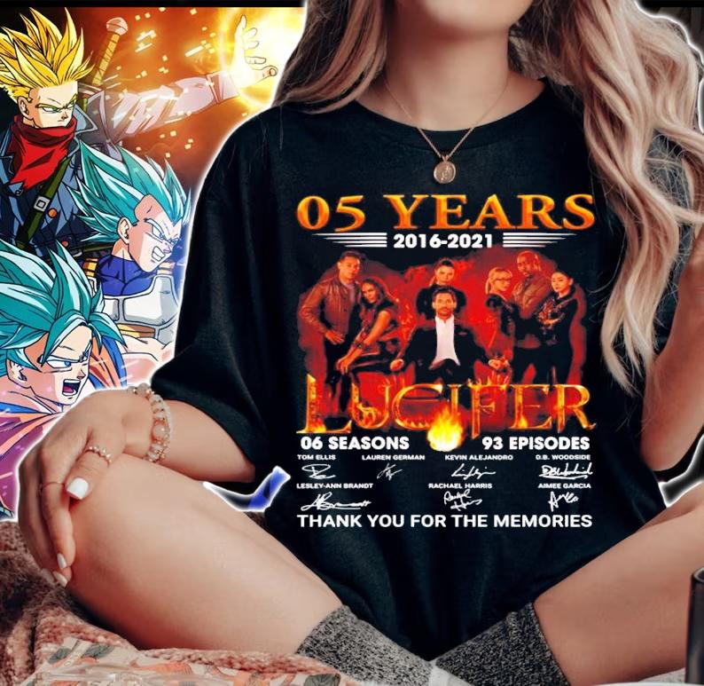 05 years 2016 2021 Lucifer 06 season 93 episodes signatures t-shirt woman shirt