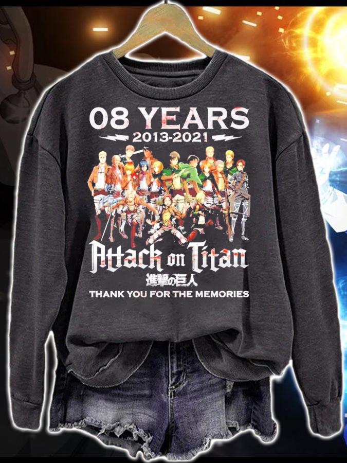 08 years 2013 2021 Attack on Titan thank you for the memories t-shirt sweatshirt