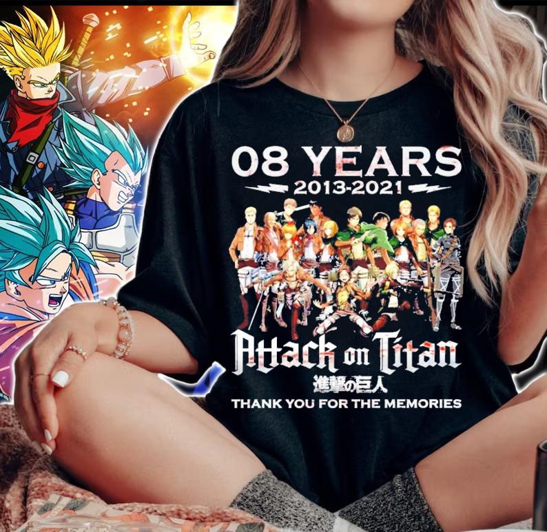 08 years 2013 2021 Attack on Titan thank you for the memories t-shirt woman shirt
