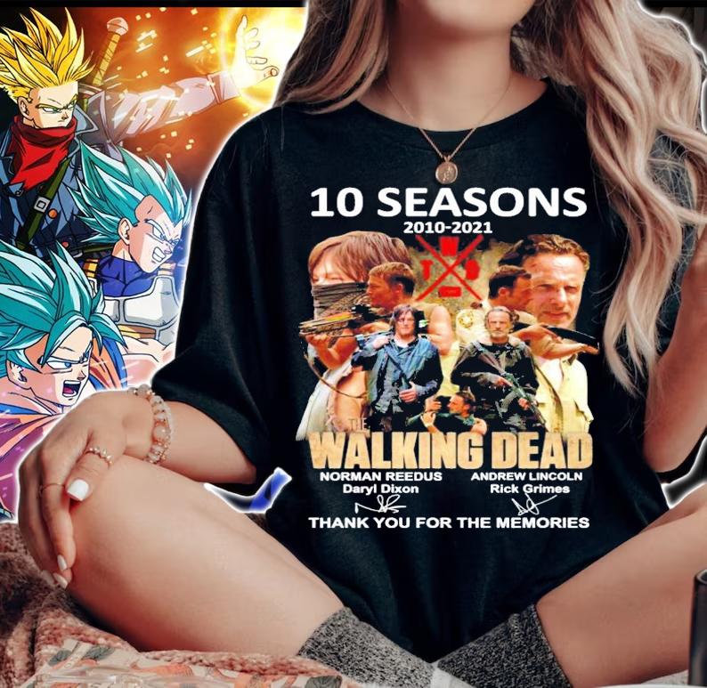 10 seasons 2010 2021 The Walking Dead signature thank you for the memories t-shirt woman shirt