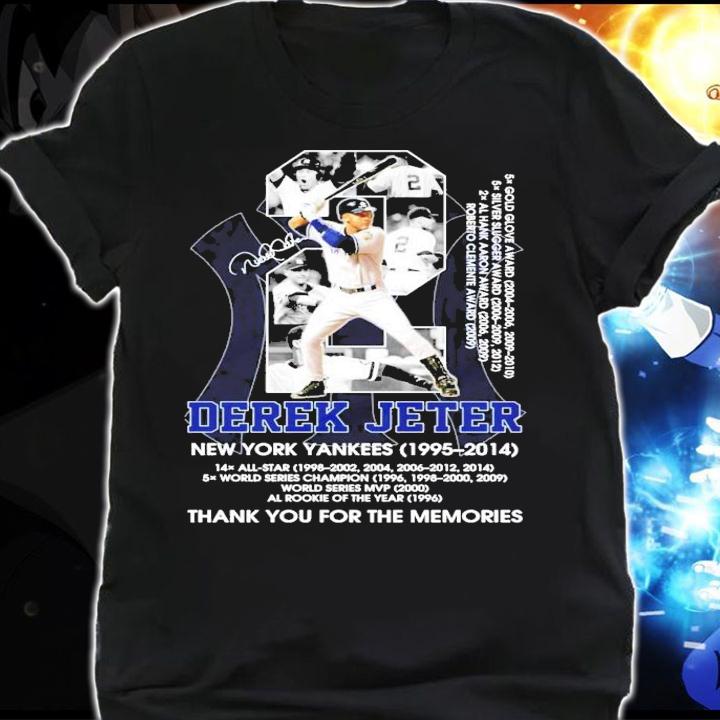 2 Derek Jeter New York Yankees 1995 2014 Signed t-shirt shirt
