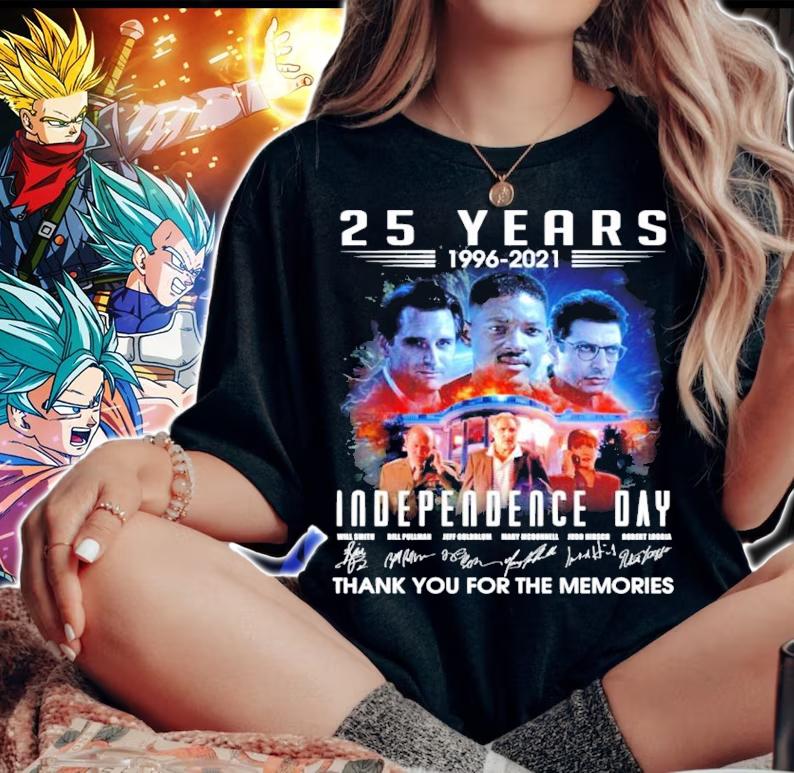 25 Years 1996-2021 Independence Day Signatures Thank You For The Memories t-shirt woman shirt