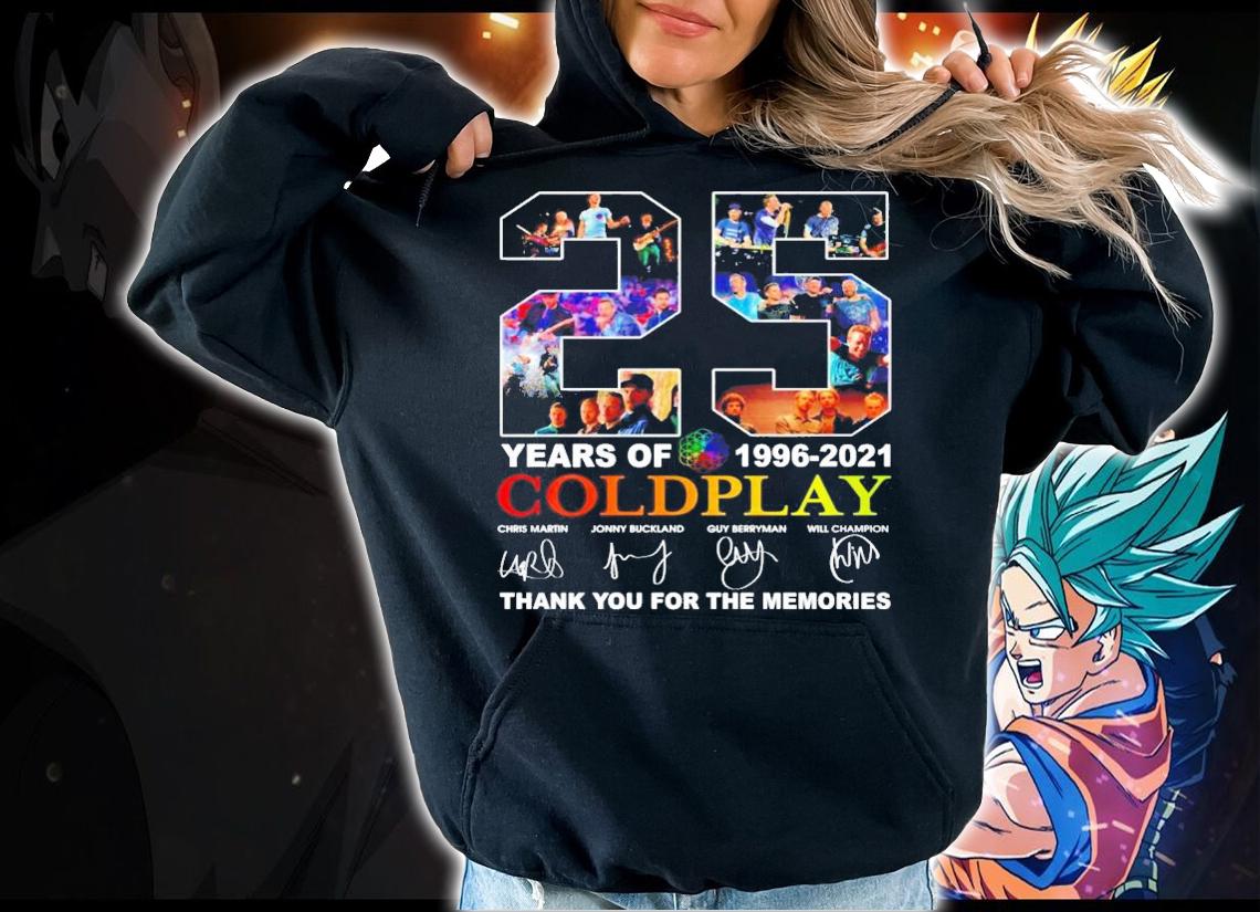 25 years of 1996-2021 Coldplay signatures t-shirt hoodie