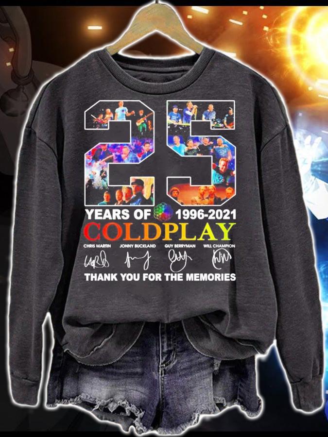25 years of 1996-2021 Coldplay signatures t-shirt sweatshirt