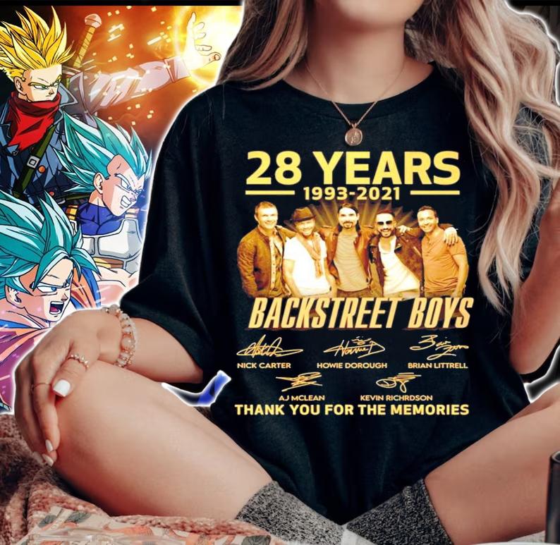 28 years 1993-2021 Backstreet Boys signatures t-shirt woman shirt