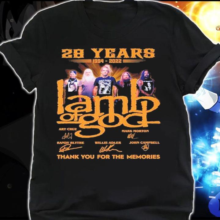 28 years 1994-2022 Lamb Of God signatures t-shirt shirt