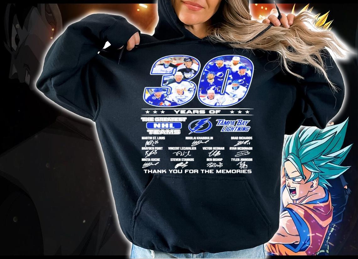 30 years of The Greatest NHL teams Tampa Bay Lightning signatures t-shirt hoodie