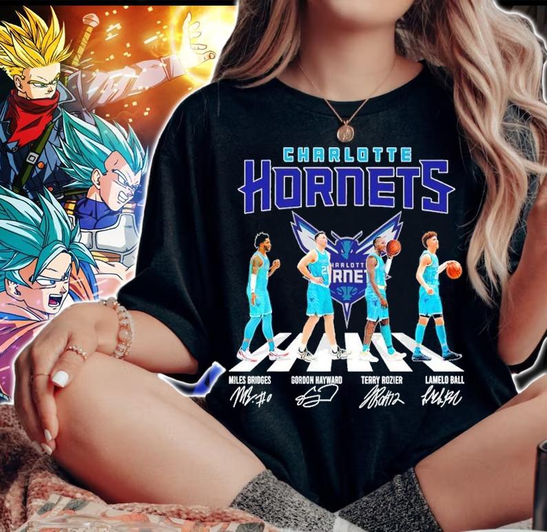Charlotte Hornets Basketball Abbey Road Signatures Shirt woman shirt
