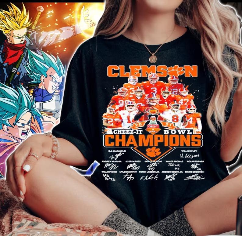 Clemson Tigers 2021 Cheez-It Bowl Champions Signatures Shirt woman shirt