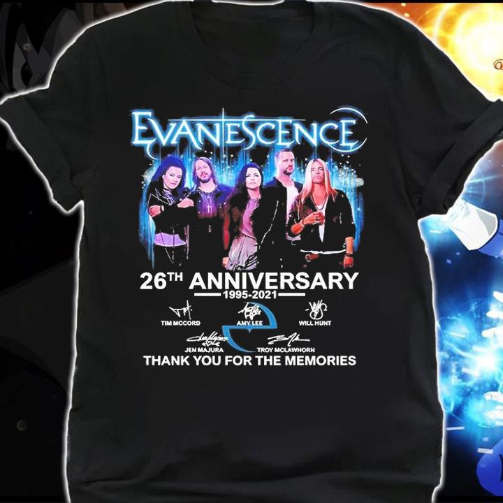Evanescence 26th Anniversary 1995 2021 Signature Thank You For The Memories T-Shirt shirt