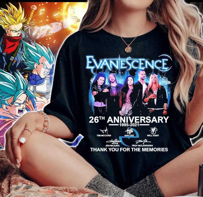Evanescence 26th Anniversary 1995 2021 Signature Thank You For The Memories T-Shirt woman shirt