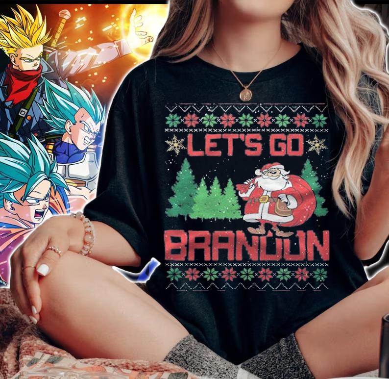 Fjb Funny Santa Let's Go Brandon Ugly Christmas T-Shirt woman shirt