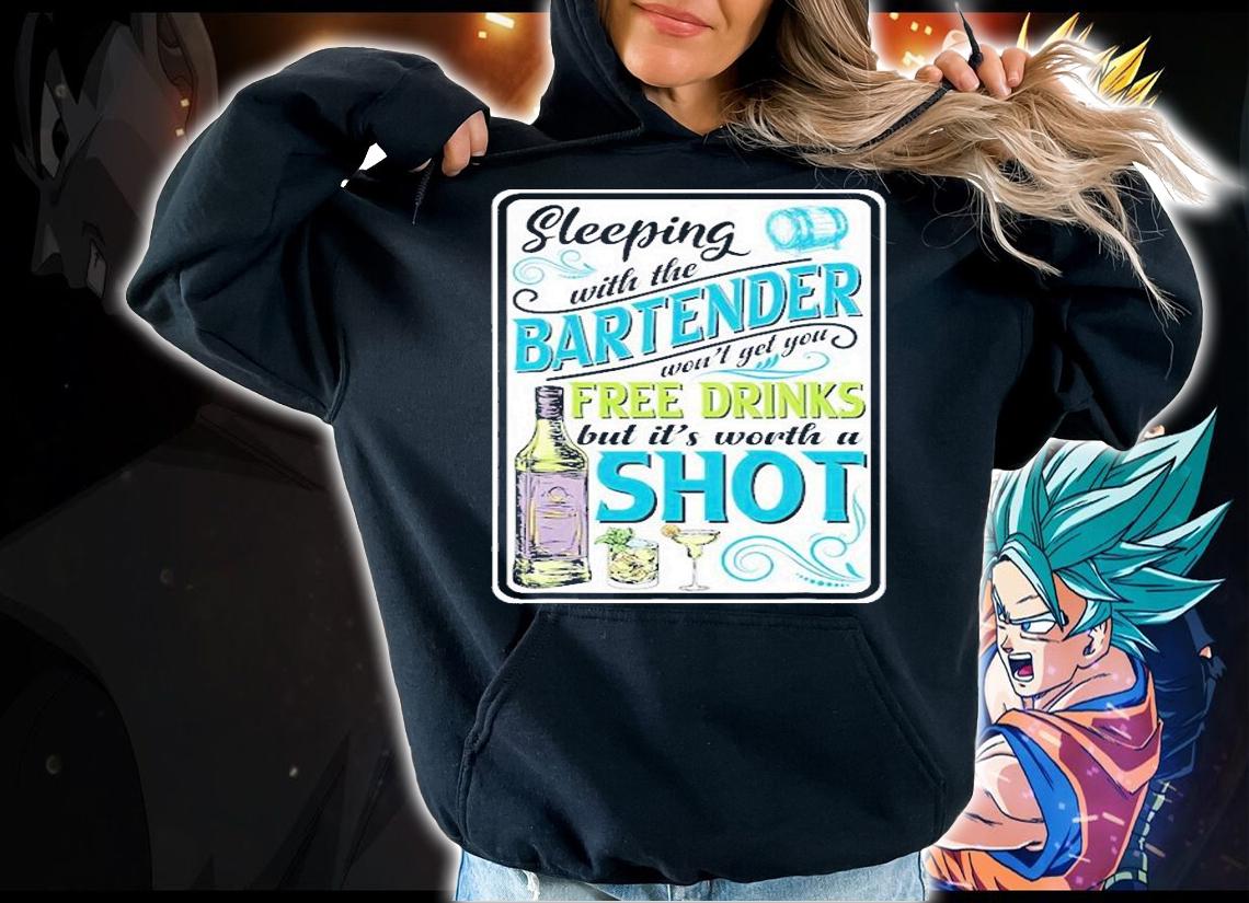 Funny Retro Badge Style Sleeping With A Bartender T-Shirt hoodie