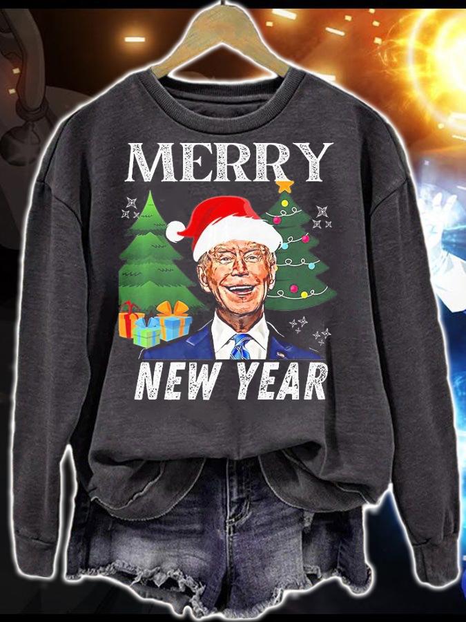 Funny Santa Joe Biden Happy New Year Ugly Christmas Sweater T-Shirt sweatshirt