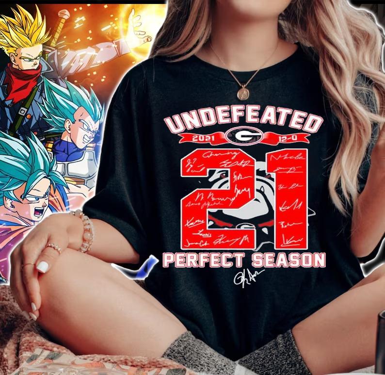 Georgia Bulldogs Undefeated 2021 21 Perfect Seasons Signatures Shirt woman shirt