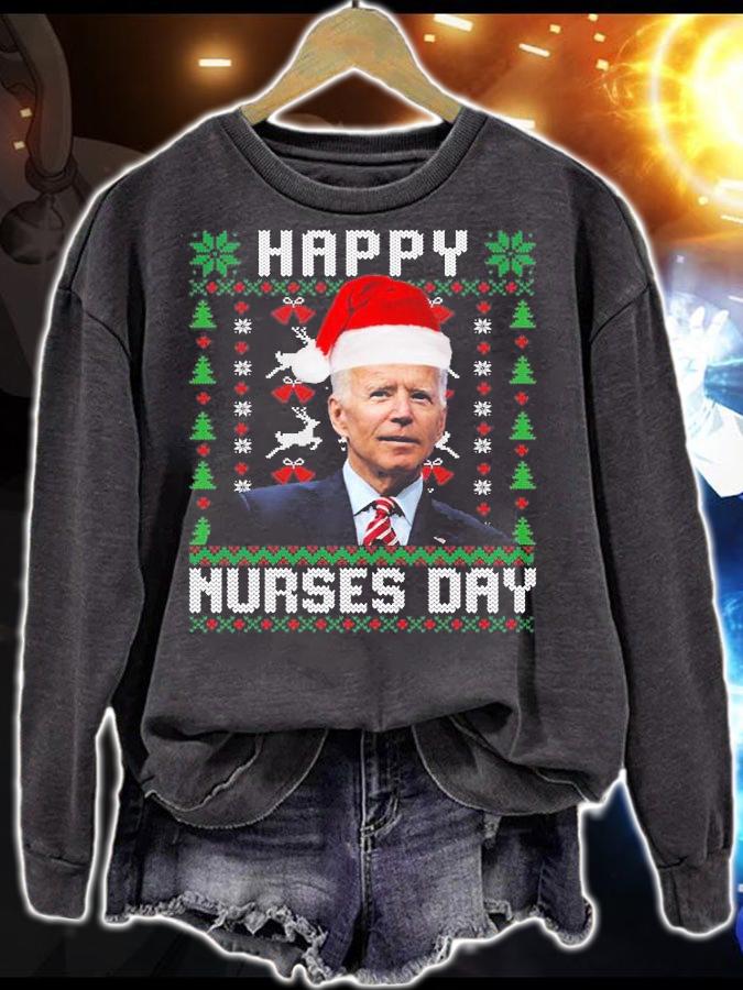 Happy Nurses Day Joe Biden Ugly Christmas Biden T-Shirt sweatshirt