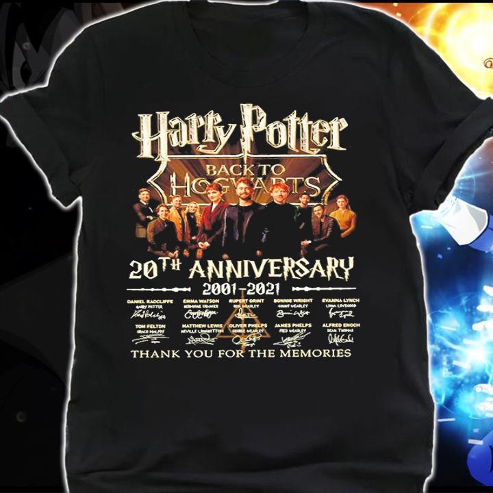 Harry Potter Back To Hogwarts 20th Anniversary 2001-2021 Thank You For The Memories Signatures T-shirt shirt