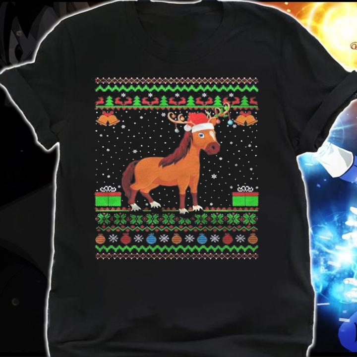 Horse Lover Santa Hat Matching Ugly Horse Christmas Shirt shirt
