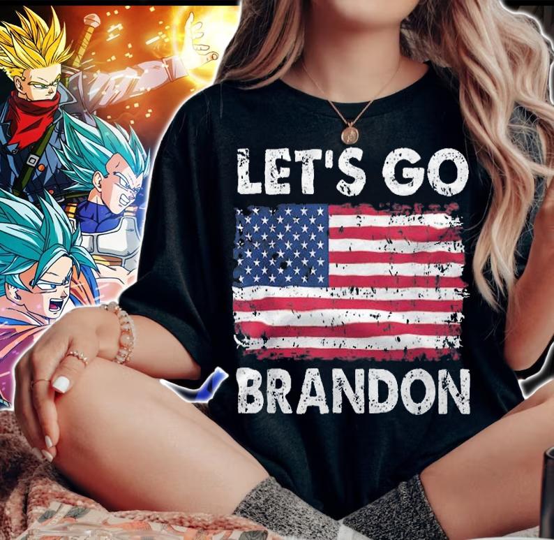 Let's Go Brandon American Flag Retro Vintage T-Shirt woman shirt