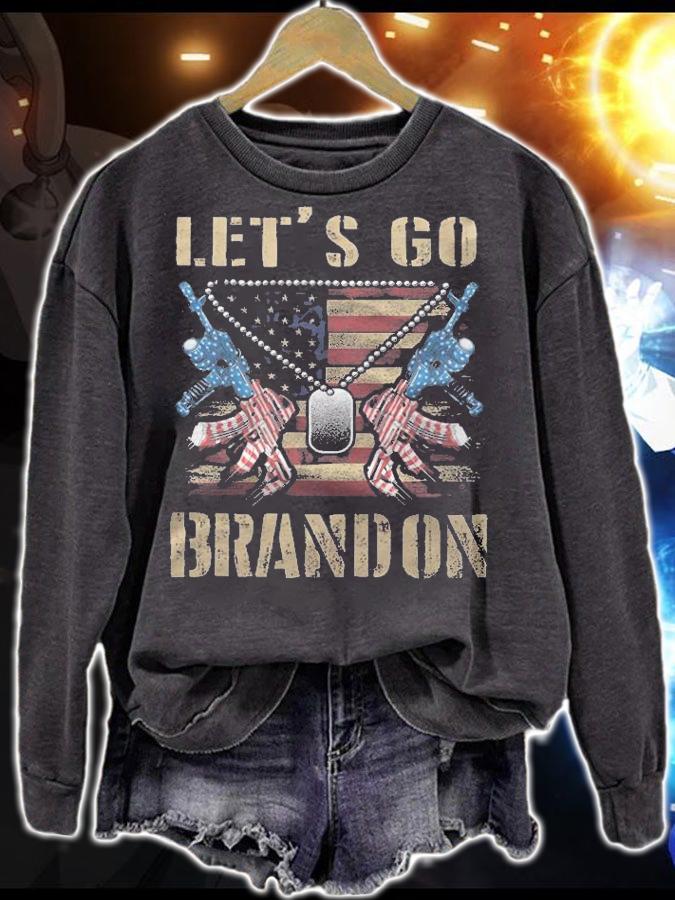 Let's Go Brandon Funny Guns USA Flag Vintage T-Shirt sweatshirt