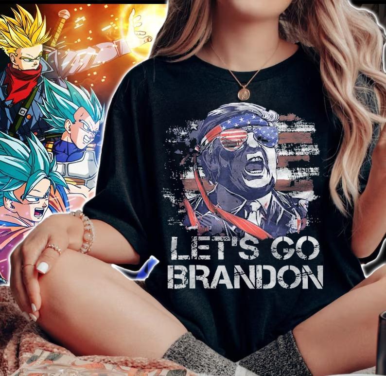 Let's Go Brandon Pro Trump Tee Conservative Anti Liberal US Flag T-Shirt woman shirt