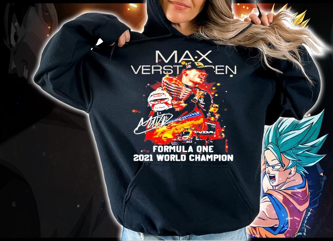Max Verstappen Formula One 2021 World Champion Signature T-Shirt hoodie