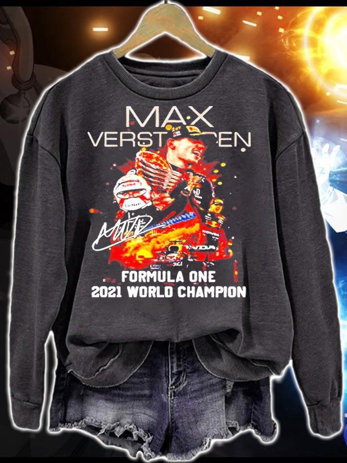 Max Verstappen Formula One 2021 World Champion Signature T-Shirt sweatshirt