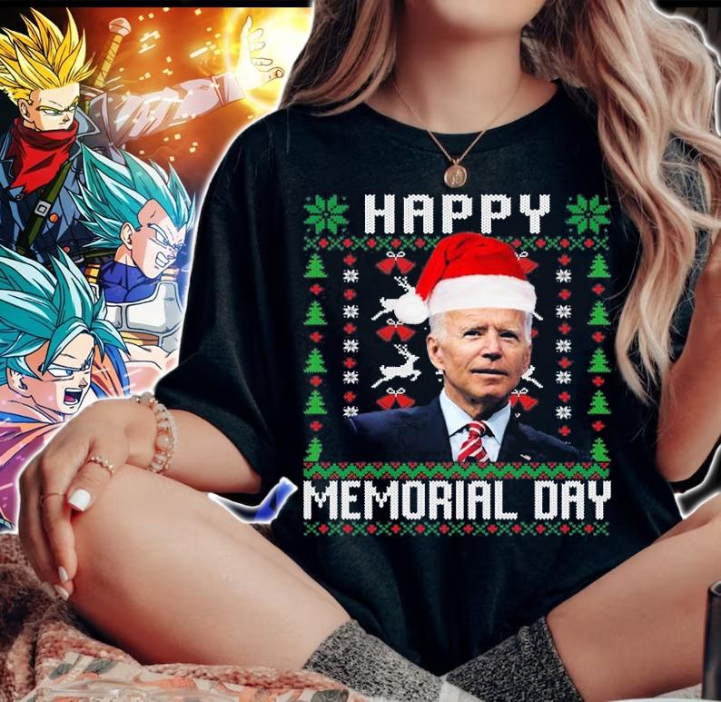 Memorial Day Joe Biden Ugly Christmas T-Shirt woman shirt