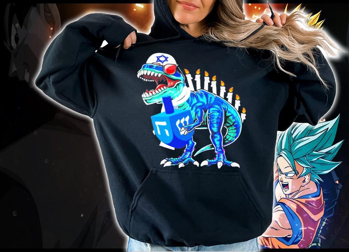 Menorasaurus Rex Dinosaur T Rex Hanukkah Shirt For Boys Kids T-Shirt hoodie