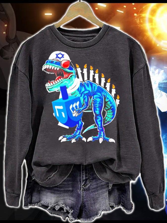 Menorasaurus Rex Dinosaur T Rex Hanukkah Shirt For Boys Kids T-Shirt sweatshirt