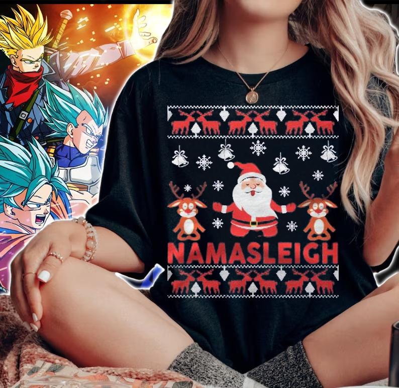 Namasleigh Christmas Gifts Funny Santa Yoga Shirt woman shirt