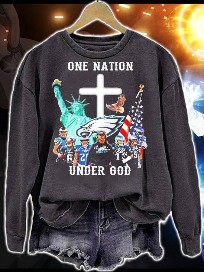 Philadelphia Eagles One Nation Under God Signatures T-Shirt sweatshirt
