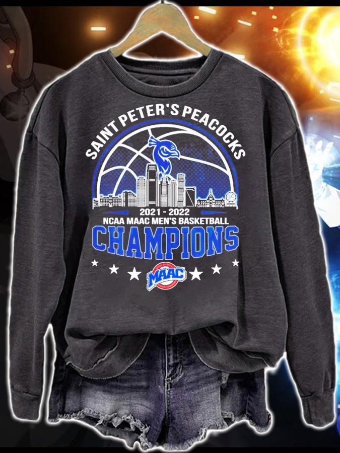 Saint Peter's Peacocks 2021-2022 NCAA MAAC Men's Basketball Champions Shirt sweatshirt