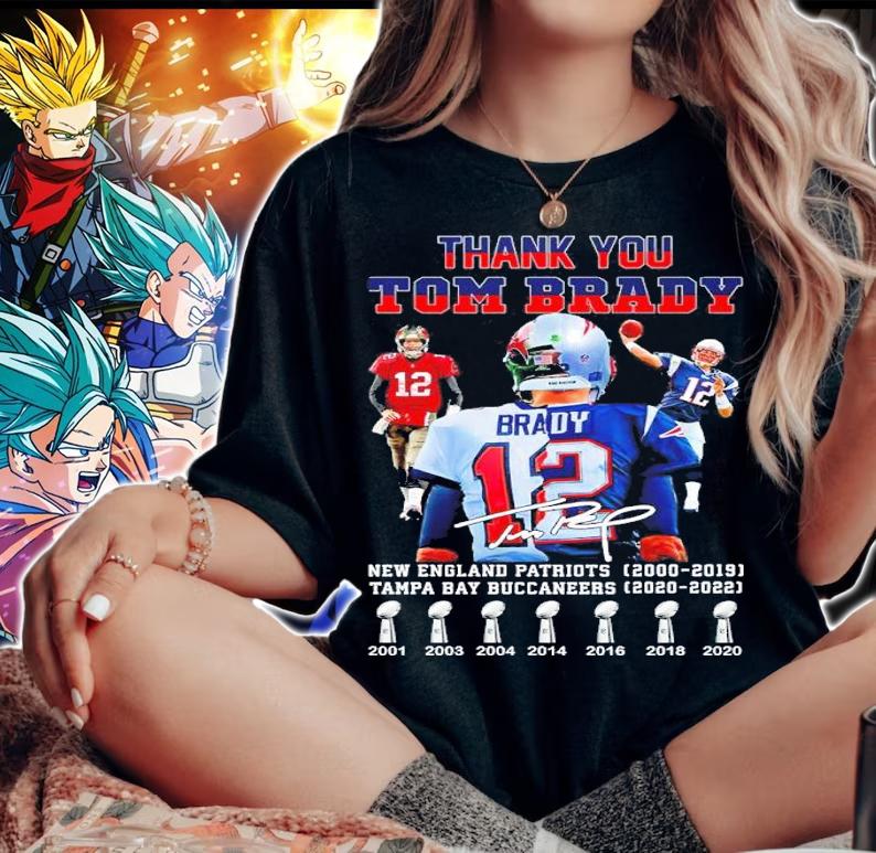 Thank You Tom Brady New England Patriots 2000-2019 Tampa Bay Buccaneers 2020 2022 Signatures Shirt woman shirt