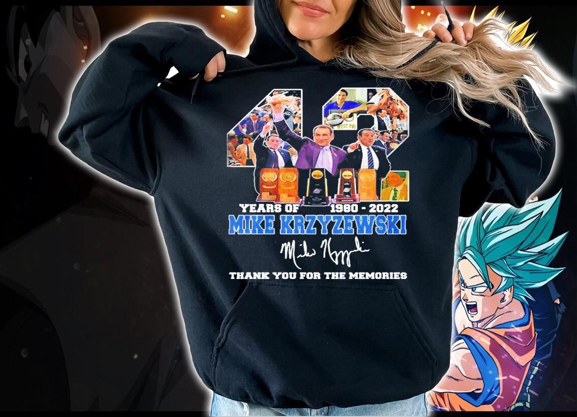 The Mike Krzyzewski 42 Years Of 1980 2022 Thank You For The Memories Signature T-Shirt hoodie
