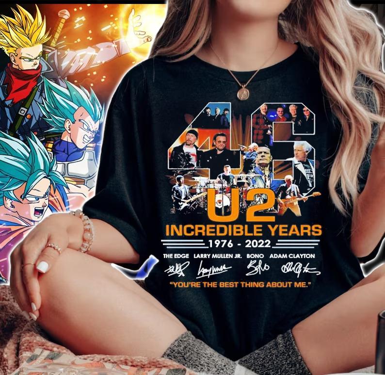 U2 Incredible 46 Years 1976-2022 Signatures You're The Best Thing About Me Shirt woman shirt