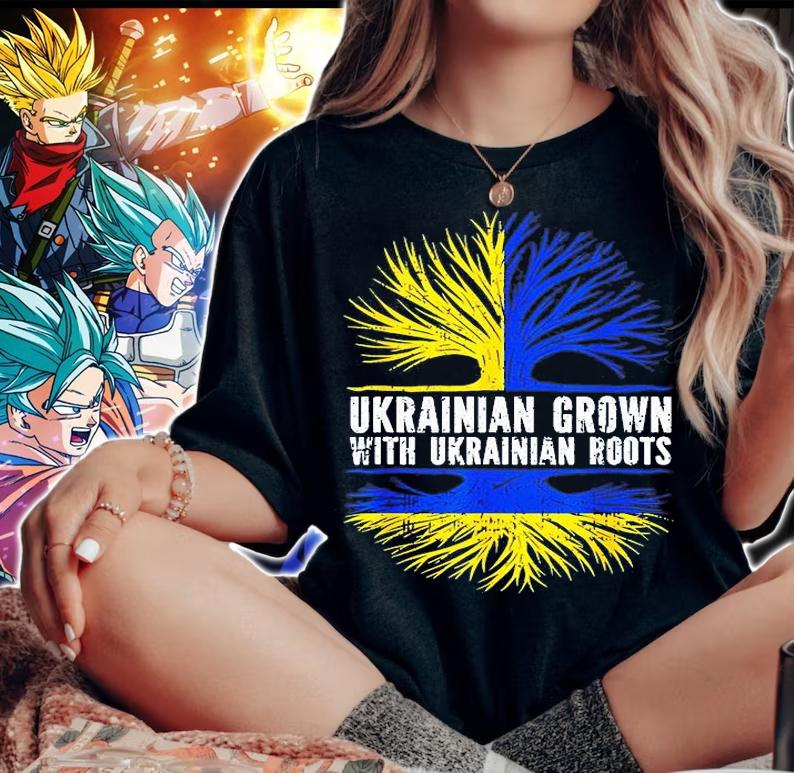 Ukrainian Grown with Ukrainian Roots Flag Ukraine Love Ukraine T-Shirt woman shirt
